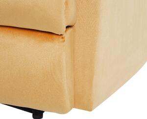 Fotel telewizyjny rozkładany tapicerowany welurem z podnóżkiem żółty Eslov Beliani