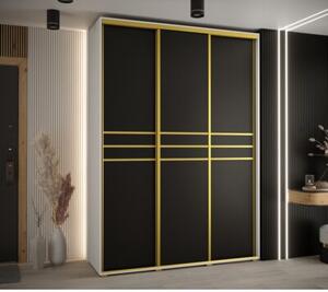 Szafa przesuwna wysoka Davos 10 180, gł. 60 cm biały + czarny + złoty