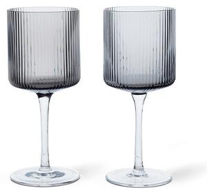 Ferm Living - Ripple BiałaWine Glasses Set of 2 Smoked Szara