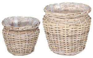 Kosz na rośliny z przechowywaniem 2 pcs Szary Rattan Lacak