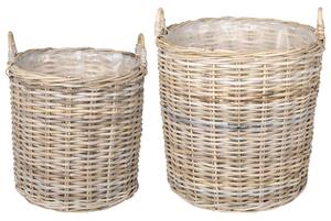 Kosz na rośliny z przechowywaniem 2 pcs Szary Rattan Lacak