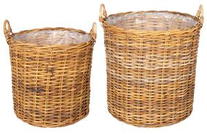 Kosz na rośliny z przechowywaniem 2 pcs Brązowy Rattan Lacak