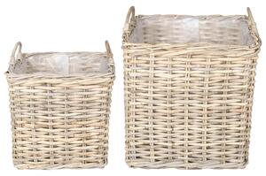 Kosz na rośliny z przechowywaniem 2 pcs Szary Rattan Lacak
