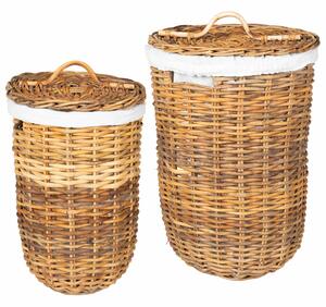 Kosz na pranie 2 pcs Brązowy Rattan Kubu
