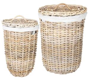 Kosz na pranie z pokrywą 2 pcs Kubu Szary Rattan Kubu