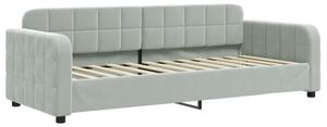 Sofa z funkcją spania, jasnoszara, 80x200 cm, obita aksamitem