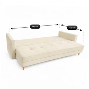 Sofa Rozkładana Kanapa z Funkcją Spania Dwuosobowa Do Salonu Kremowa LONAR
