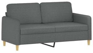 Sofa 2-osobowa z poduszkami, ciemnoszara, 140 cm, tkanina