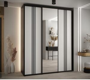 Szafa przesuwna wysoka Davos 7 200, gł. 60 cm czarny + biały + czarny