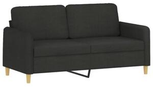 Sofa 2-osobowa z poduszkami, czarna, 140 cm, tkanina