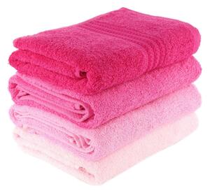 Zestaw 4 różowych ręczników Foutastic Rose, 70x140 cm