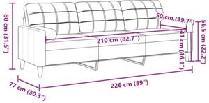 Sofa 3-osobowa z poduszkami, jasnoszara, 210 cm, aksamitna