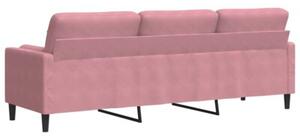 Sofa 3-osobowa z poduszkami, rÃ³Å¼owa, 210 cm, aksamit