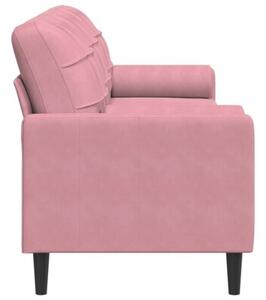 Sofa 3-osobowa z poduszkami, rÃ³Å¼owa, 210 cm, aksamit
