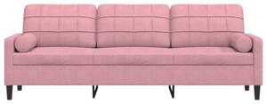 Sofa 3-osobowa z poduszkami, rÃ³Å¼owa, 210 cm, aksamit