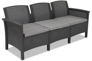 Trzyosobowa sofa technorattanowa Venezia 3 antracytowa Bica