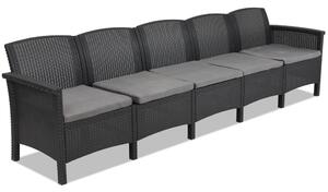Pięcioosobowa sofa technorattanowa Venezia 5 antracytowa Bica