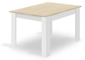 Zestaw Stół NP 120x80cm Dąb Sonoma + Biały + 4 krzesła WAT białe / nogi naturalne