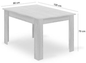 Zestaw Stół NP 120x80cm Dąb Sonoma + Biały + 4 krzesła WAT białe / nogi naturalne