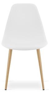 Zestaw Stół NP 120x80cm Dąb Sonoma + Biały + 4 krzesła WAT białe / nogi naturalne