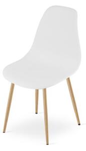 Zestaw Stół NP 120x80cm Dąb Sonoma + Biały + 4 krzesła WAT białe / nogi naturalne