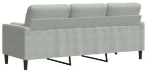 Sofa 3-osobowa z poduszkami, jasnoszara, 180 cm, aksamit