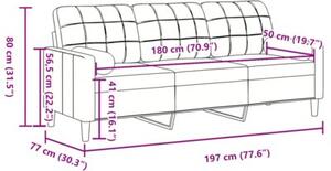 Sofa 3-osobowa z poduszkami, jasnoszara, 180 cm, aksamit