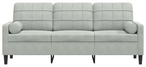 Sofa 3-osobowa z poduszkami, jasnoszara, 180 cm, aksamit