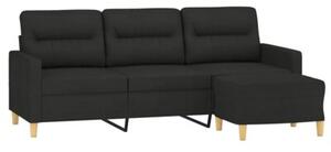 Sofa 3-osobowa z podnÃ³Å¼kiem, czarna, 180 cm, tkaninÄ