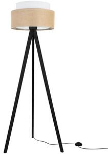 Lampa podłogowa trójnóg czarny Light Home LH juta Duo 1xE27 45cm abażur walec biały/beżowy