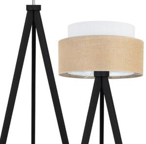 Lampa podłogowa trójnóg czarny Light Home LH juta Duo 1xE27 45cm abażur walec biały/beżowy