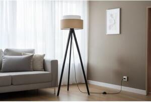 Lampa podłogowa trójnóg czarny Light Home LH juta Duo 1xE27 45cm abażur walec biały/beżowy