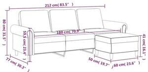 Sofa 3-osobowa z podnÃ³Å¼kiem, brÄ zowy, 180 cm, aksamit
