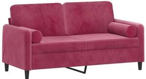 Sofa 2-osobowa z poduszkami, winna czerwieÅ, 140 cm, aksamit
