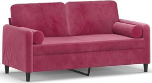 Sofa 2-osobowa z poduszkami, winna czerwieÅ, 140 cm, aksamit