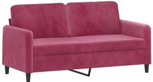 Sofa 2-osobowa z poduszkami, winna czerwieÅ, 140 cm, aksamit