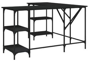 Czarne loftowe biurko narożne gamingowe z metalu - Subeko