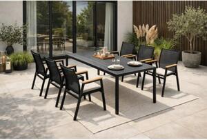 Zestaw mebli ogrodowych balkon stół Allen-ST 150x90C + 6x krzesło Polinka KD czar