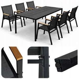 Zestaw mebli ogrodowych balkon stół Allen-ST 150x90C + 6x krzesło Polinka KD czar