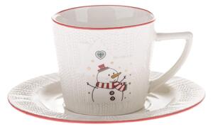 Biała porcelanowa filiżanka ze świątecznym motywem 110 ml Snowman – Dakls