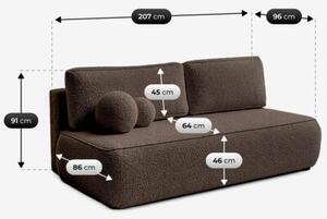 Sofa Rozkładana Kanapa z Funkcją Spania Dwuosobowa Do Salonu Brązowa ARVETO