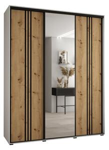 Szafa przesuwna wysoka Davos 7 200, gł. 60 cm biały + artisan + czarny