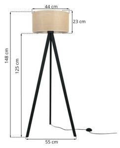 Lampa podłogowa trójnóg czarny Light Home LH Juta 1xE27 45cm abażur walec beżowy