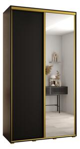 Szafa przesuwna wysoka Davos 3 130, gł. 45 cm czarny + czarny + złoty