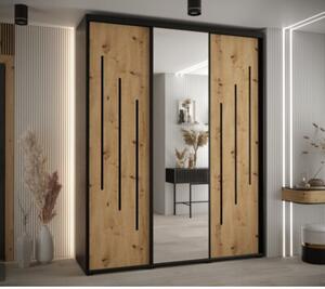 Szafa przesuwna wysoka Davos 9 200, gł. 60 cm czarny + artisan + czarny