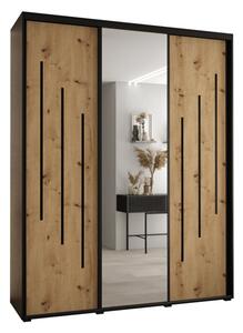 Szafa przesuwna wysoka Davos 9 200, gł. 60 cm czarny + artisan + czarny