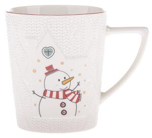 Biały porcelanowy kubek ze świątecznym motywem 380 ml Snowman – Dakls