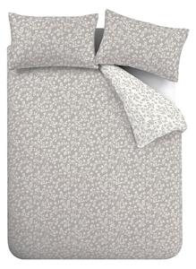 Szara flanelowa pościel dwuosobowa 230x220 cm Grace Floral Leaf – Catherine Lansfield