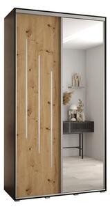 Szafa przesuwna wysoka Davos 9 130, gł. 60 cm czarny + artisan + srebrny