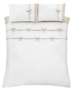 Biała pościel dwuosobowa 230x220 cm Milo Bow – Catherine Lansfield